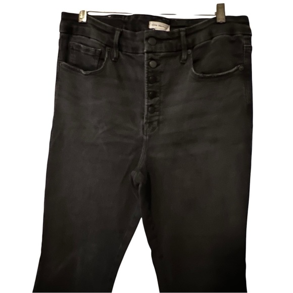 Good American Good Legs Crop Boot Cut Super High Rise button fly jeans black 31 - Picture 13 of 15